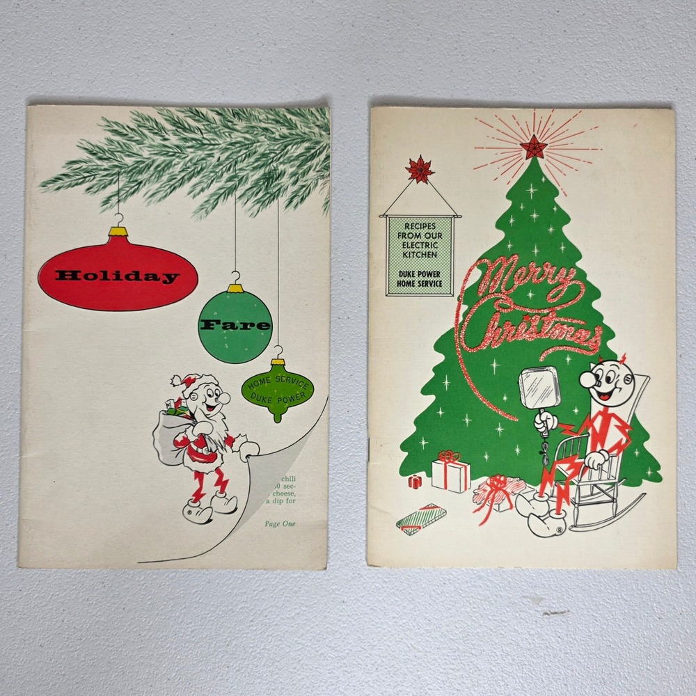 Vintage 50s Duke Power Reddy Kilowatt Cookbook Lot 2 Christmas Holiday Fare